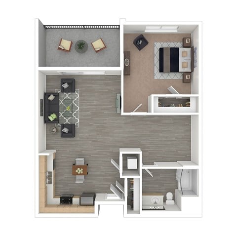Floor plan for 1 bed, 1 bath, 821 sqft